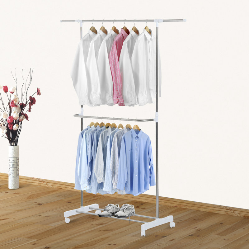 Rebrilliant Nickerson 15.7" Rolling Extendable Clothes Rack Adjustable